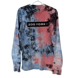 ZOO YORK Men’s Long Sleeve T-shirt Tee Shirt Tie Dye Logo Graphic Size Small